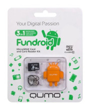 QUMO (33813) FUNDROID MicroSD 32GB CL 10 + USB картридер , оранжевый