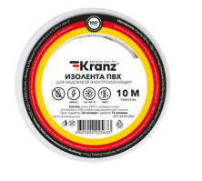 KRANZ (KR-09-2001) ИЗОЛЕНТА ПВХ 0.13Х15 ММ, 10 М, БЕЛАЯ