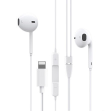 Наушники внутриканальные Borofone BM32 Plus, Original, внутриканальные, микрофон, Apple 8 pin, регулятор громкости, кабель 1.2м, белый
