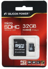 SILICON POWER MicroSDHC 32GB Class4+адаптер