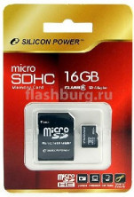 SILICON POWER MicroSDHC 16GB Class6+адаптер