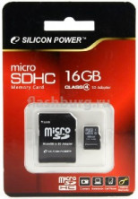 SILICON POWER MicroSDHC 16GB Class4+адаптер