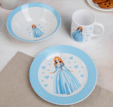 ДОЛЯНА Набор детской посуды 3 предмета "Принцесса" миска 520 мл, тарелка 19 см, кружка 220 мл 4477058