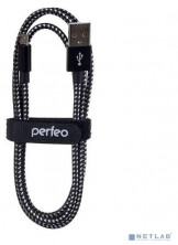 PERFEO (U4802) USB2.0 A вилка - Micro USB вилка, черно-белый, длина 3 м