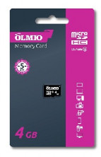 OLMIO MICROSDHC 4GB CLASS 10, без адаптера (39119)