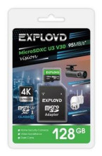 EXPLOYD MicroSDXC 128GB Class 10 (U3) V30 Vision+ адаптер SD (95 MB/s) [EX128GCSDXC10-U3-V30]