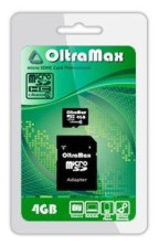 OLTRAMAX MicroSDHC 4GB Class4 + адаптер SD [OM004GCSDHC4-AD]