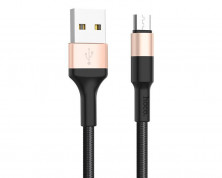 HOCO (6957531080213) X26 USB (m)-microUSB (m) 1.0м - черный/золотой