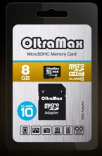 OLTRAMAX MicroSDHC 8GB Class10 + адаптер SD [OM008GCSDHC10-AD}