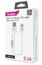 OLMIO USB 2.0 - LIGHTNING, 2м, белый (38687)