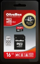 OLTRAMAX MicroSDHC 16GB Class 10 UHS-1 Elite + адаптером SD 45 MB/s [OM016GCSDHC10UHS-1-ElU1]