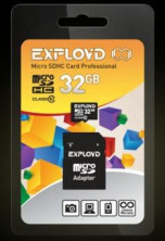 EXPLOYD MicroSDHC 32GB Class10 + адаптер SD [EX032GCSDHC10-AD]