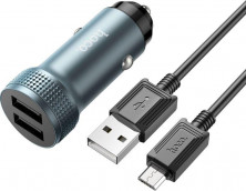 HOCO (6931474795656) Z49 Metal grey АЗУ 2USB 2.4A для micro USB