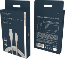 REXANT (18-7061) USB-A - Lightning для Apple, 2,4А, 1м, в белой нейлоновой оплетке