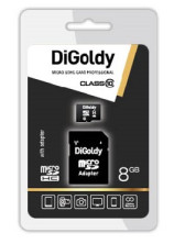 DIGOLDY MicroSDHC 8GB Class10 + адаптер SD