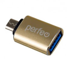 PERFEO (PF_C3001) adapter USB на micro USB c OTG, 3.0 (PF-VI-O012 Gold) золотой