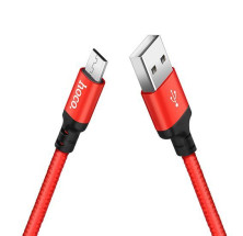 HOCO (6957531062851) X14 USB (m)-microUSB (m) 1.0м - красный/черный