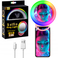 Подсветка Selfie USB RGB A4S розовая (без обмена и возврата)