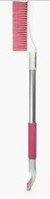LI-SA LS211/2 Щетка для снега cо скребком поролоновая ручка, расщепленная щетина, бело-розовая (91,5см) 44409