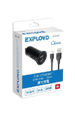 EXPLOYD EX-Z-417 8 Pin 3.4А 2.4А+1А 2хUSB чёрный Classic Автомобильное ЗУ