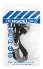 ERGOLUX (15088) ELX-CDC01P-C02 ПРОМО (Кабель USB Micro USB, 2А, 1м, Черный, Зарядка+Передача данных, Пакет )