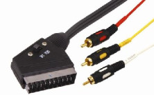 REXANT (17-1354) SCART PLUG - 3RCA PLUG GOLD, 3м, с переключателем, круглый (10)