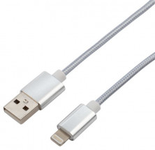 REXANT (18-7051) Кабель REXANT USB-Lightning 1 м, серебристая нейлоновая оплетка