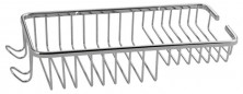 САНАКС 1220 Мыльница решетка малая двухсекционная с крючками нержавейка хромированная (2)