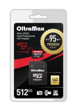 OLTRAMAX MicroSDXC 512GB Class 10 UHS-1 PREMIUM (U3) + адаптер (SD 95 MB/s) [OM512GCSDXC10UHS-1-PrU3]